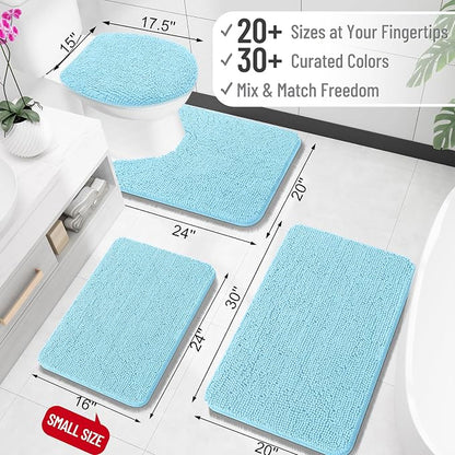 OLANLY Large Bathroom Rugs 47x32, Extra Soft Absorbent Chenille Bath Rugs, Rubber Backing Quick Dry, Machine Washable Bath Mats for Bathroom Floor, Tub and Shower, Home Decor Accessories, Sky Blue