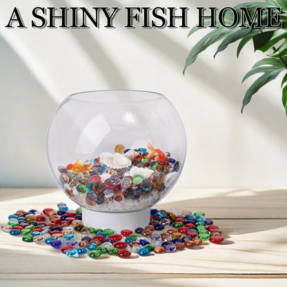 100PCS Mini Glass Gems,Mixed Colour Mancala Stones Flat Bottom Marble Beads for Home Decorative Art Craft Vase Filler(0.5"~0.7")
