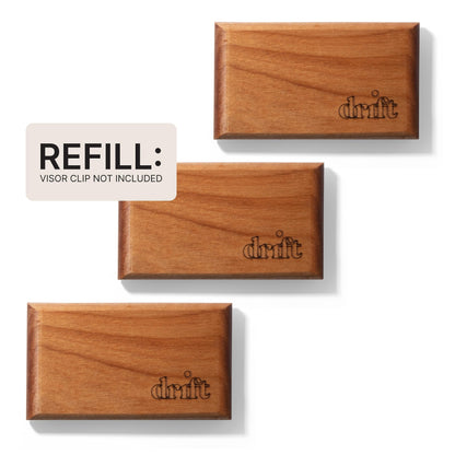 Drift Car Air Freshener - Wooden Deodorizer - Vehicle Odor Remover - Auto Scent Diffuser - Long-Lasting Car Freshening - Amber Scent Refill - Pack of 3 - NO CLIP INCLUDED