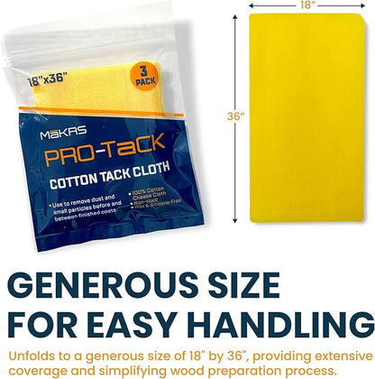 MāKRS 18" x 36" Pro-Tack Tack Cloth, Remove and Trap Dust Particles, 100% Cotton