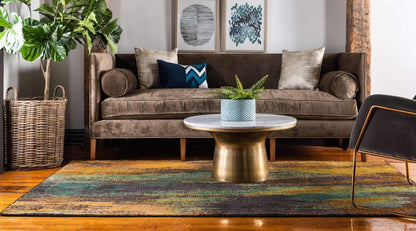 Unique Loom Jardin Collection Colorful, Vibrant, Abstract Watercolor Area Rug (9' 0 x 12' 0 Rectangular, Multi/ Orange)