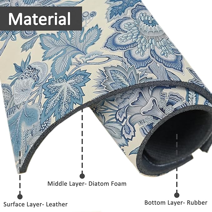 15" X 5.5" Kitchen Sink Splash Guard Faucet Mat Floral Super Absorbent Fast