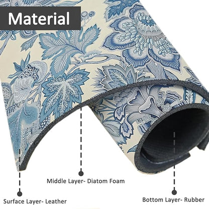 15" X 5.5" Kitchen Sink Splash Guard Faucet Mat Floral Super Absorbent Fast
