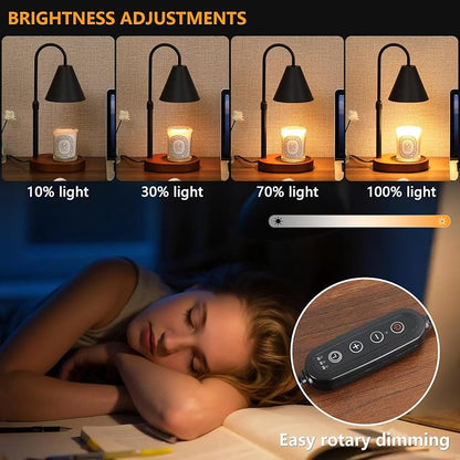 MEIXISUE Black Candle Warmer Lamp with Timer and Dimmer,Mother's Day/Birthday for Mom/Wife,Electric Wax Melt Warmer,Home Decor,Scented Jar Lamp,Adjustable Height,with 2 Bulbs