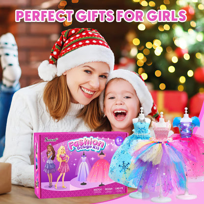 Sunrad 1500+ PCS Fashion Designer Kits for Girls with 6 Mannequins, DIY Arts & Crafts Sewing Kit for Kids Doll Clothes Making Toys, Birthday Gifts for Girls Age 6 7 8 9 10 11 12+