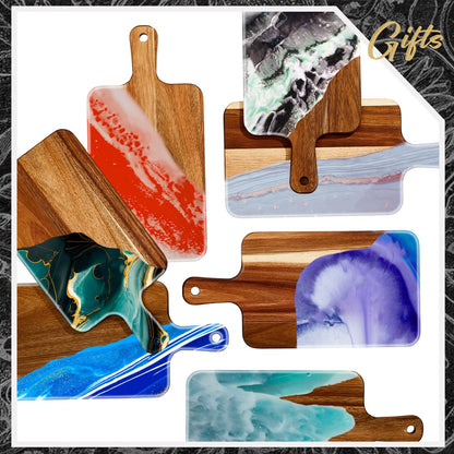Nuenen 10 Pcs Wood Cutting Board with Handle 15.7 x 7.8 Inch Acacia Wooden Serving Kitchen Chopping Boards for Pizza, Bread, Cheese, Charcuterie, Fruit, Vegetables(Acacia)