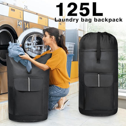 BeeGreen Black-Laundry-Bag-Backpack-Extra-Large-Heavy-Duty, 125L Portable