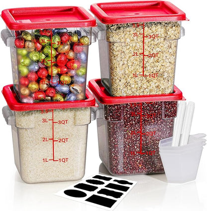 4QT NSF Food Storage Containers: 8 PCS Commercial Clear Food Storage Containers