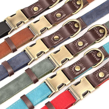 Didog Soft PU Leather Dog Collars for Small Dogs,Classic Adjustable Dog Collars with Quick Release Metal Buckle,Easy Clean and Comfortable with Nylon Lining,Reddish Brown,S Neck 11-15"