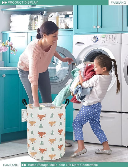 FANKANG Storage Basket, Nursery Hamper Canvas Laundry Basket Foldable