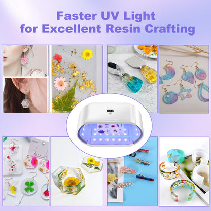 ENERFUN UV Light for Resin - Fast Curing UV Resin Light with Adjustable Time Setting Large Size 48W Two-Sided Portable Foldable UV Lamp with Silicone Mold Gloves