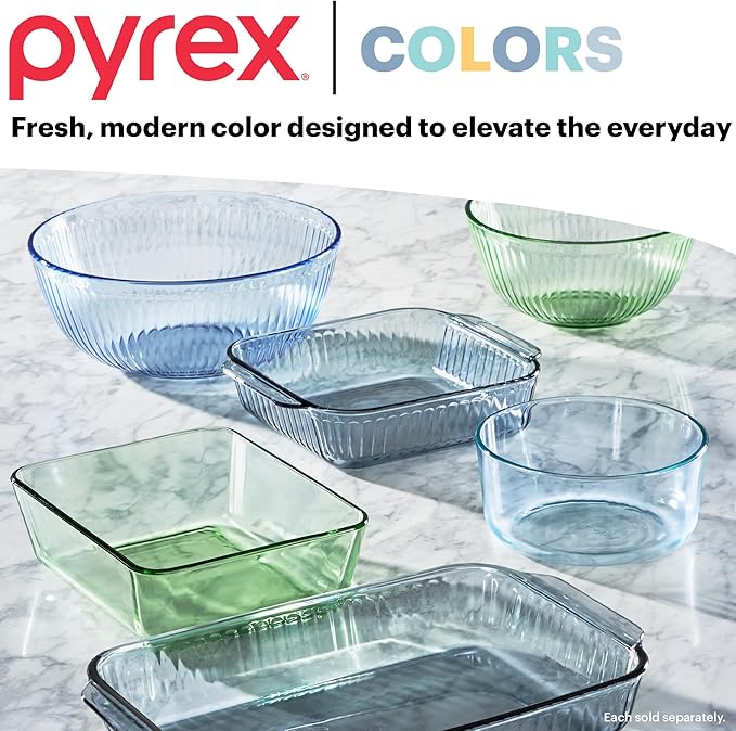 Pyrex Colors Tinted Small/Medium Round Food Storage Container Set, Snug Fit