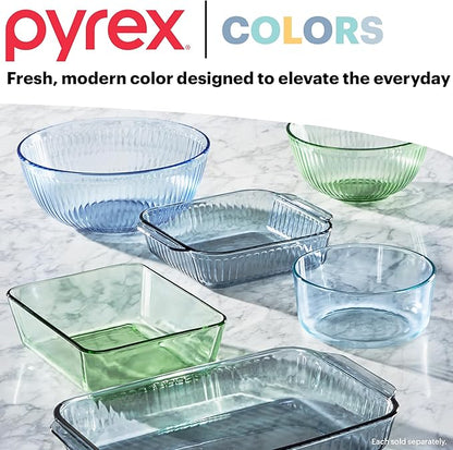 Pyrex Colors Tinted Small/Medium Round Food Storage Container Set, Snug Fit