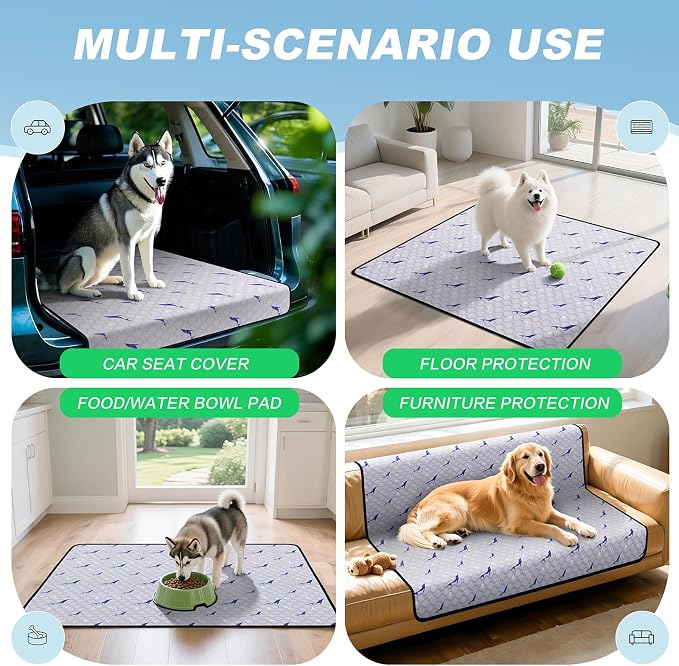 Washable Pee Pads for Dogs, 2 Pack Puppy Pads, Super Absorbent & Leakproof with Anti-Slip Bottom for Dog Training, Crates, Car, Pet Pee Pads, and Furniture Protection, 24"x24"