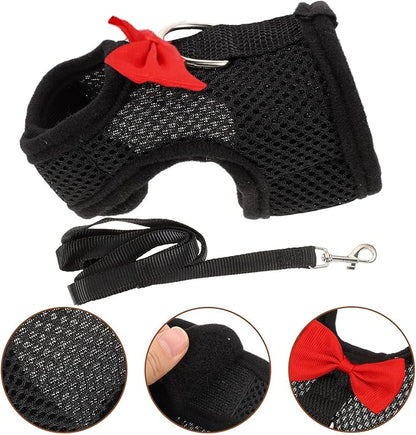 NUOBESTY Bunny Harness Leash Set Breathable Mesh Vest Guinea Pig Harness Adjustable Chest 20-23cm Small Pet Walking Supplies for Rabbits and Guinea Pigs