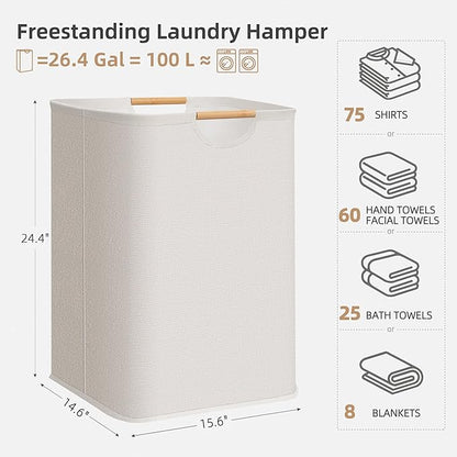STORAGE MANIAC 1-Pack Large Laundry Hamper, 100L Collapsible Laundry Basket