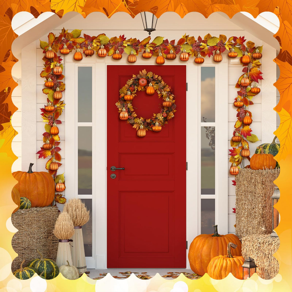 60 Pcs Fall Pumpkin Hanging Ornaments Fall Mini Pumpkin Ball Ornaments Thanksgiving Tree Hanging Decorations for Autumn Thanksgiving Harvest Small Tree Home Decor, 6 Styles