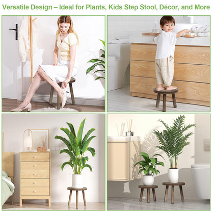 Vecxoty 5-Pack Wood Plant Stands Indoor, Single Plant Stand for 6-12 Inch Pots, Mid-Century Modern Plant Stool, Tall Plant Stand for Large Plants for Living Room, Balcony, Office (Dark Brown)