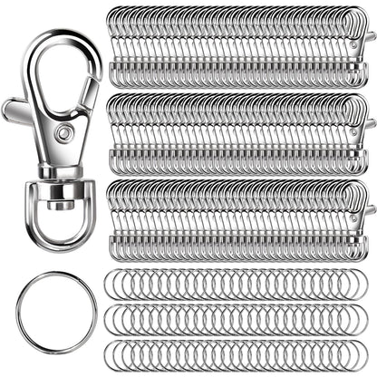 LEOBRO 240PCS Lobster Claw Clasps and Key Rings, Keychain Making Kit, 120PCS Keychain Clips and 120PCS Key Chain Ring, for Keychains, Lanyard, Jewelry Making, Art Crafts, Silver