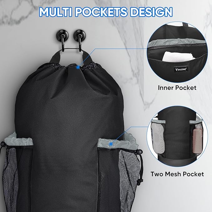 BALEINE 2PK 120L Laundry Bag Backpack, 900D Oxford Fabric Large Travel Laundry