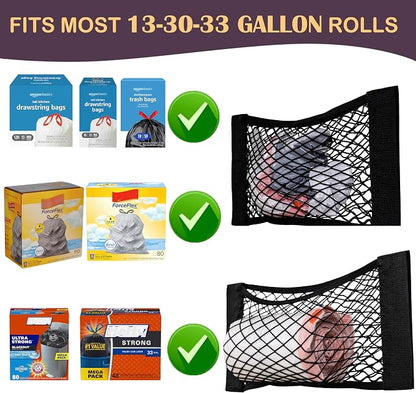 Extra Large Trash Bag Holder Mesh Storage Net Grocery Bag Organizer Dispenser for Aluminum Foil, Garbage Bag, Plastic Wrap, Shopping Bag Under Sink Cargo Organizers for Home and Wall Mounted