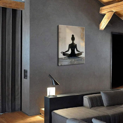 Framed Yoga Meditation Canvas Wall Art Minimalist Zen Silhouette Print Spiritua Mindfulness Painting Poster for Living Room Bedroom Yoga Studio Meditation Room Décor12x16 Inches