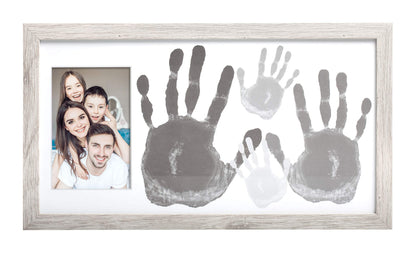 Kate & Milo DIY Family Handprint Frame Kit, Fathers Day Gift, Family Photo Keepsake Craft Frame with Paint, Rustic Farmhouse Home Décor