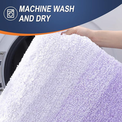 OLANLY Luxury Toilet Rugs U-Shaped 24x20, Extra Soft and Absorbent Microfiber Bathroom Rugs, Non-Slip Plush Shaggy Bath Mat, Machine Wash Dry, Contour Bathroom Mats for Toilet Base, Light Purple