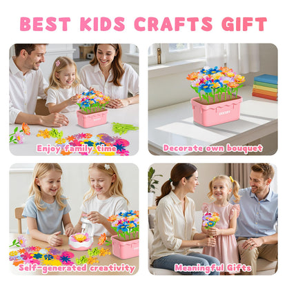 Deesry Craft Kits for Kids Ages 4-8, DIY Arts and Christmas Crafts for Kids, Fabric Flower Bouquets Toys with Storable Box, Flower Making Toy, Birthday Gifts for 4 5 6 7 8 Years Toddler Girl Toys
