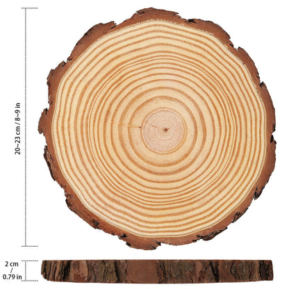 HOZEON 8 PCS 8-9 Inches Natural Wood Slices, Smooth Rustic Unfinished Wood Slices, Wood Slices for Crafts, Arts, Wedding Decoration, Christmas, Ornaments, DIY Crafts