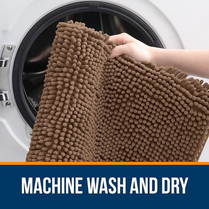 OLANLY Bathroom Runner Rugs 59x24, Extra Soft Absorbent Chenille Bath Rugs, Rubber Backing Quick Dry, Machine Washable Long Bath Mats for Bathroom Floor, Tub and Shower, Home Decor Accessories, Mocha