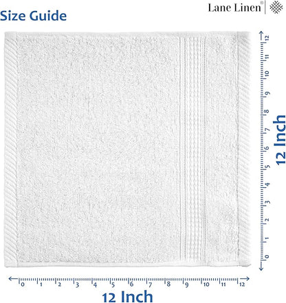 LANE LINEN 12 PC Wash Cloths Bathroom Set -100% Cotton Highly Absorbent