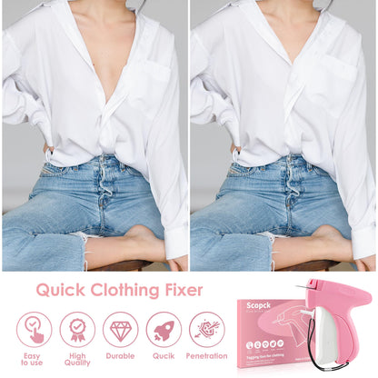Stitch Gun for Clothes - Handheld Stitch Gun Quick Clothing Fixer - Tagging Gun - Includes 6 Needle, 1000 Black Fasteners & 1000 White Fasteners
