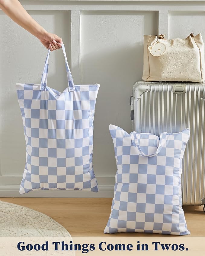 Checkered 2 Pcs Large Travel Laundry Bags