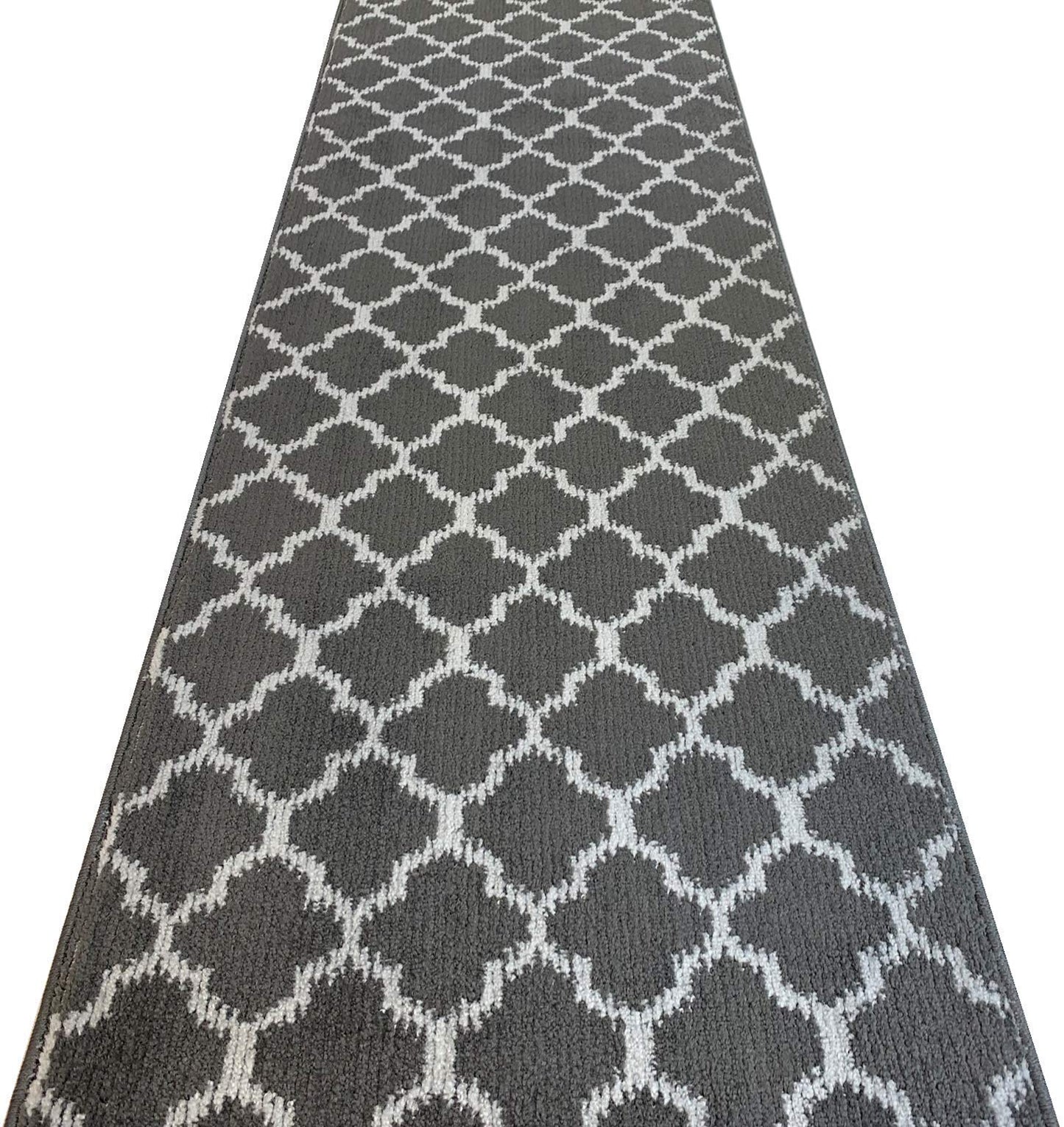 REMNAZ Custom Size Hallway Runner Rug, Trellis Dark Gray, 31 in x 7 ft