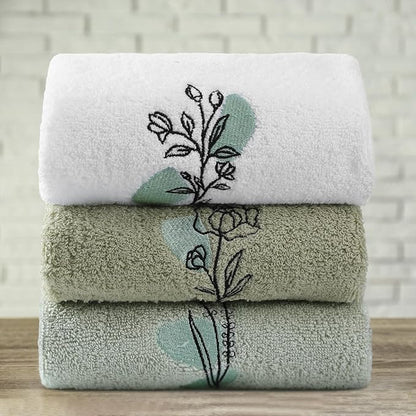 Abstract Botanical Hand Towels Boho Sage Green Botanical Bathroom Decor 14x29