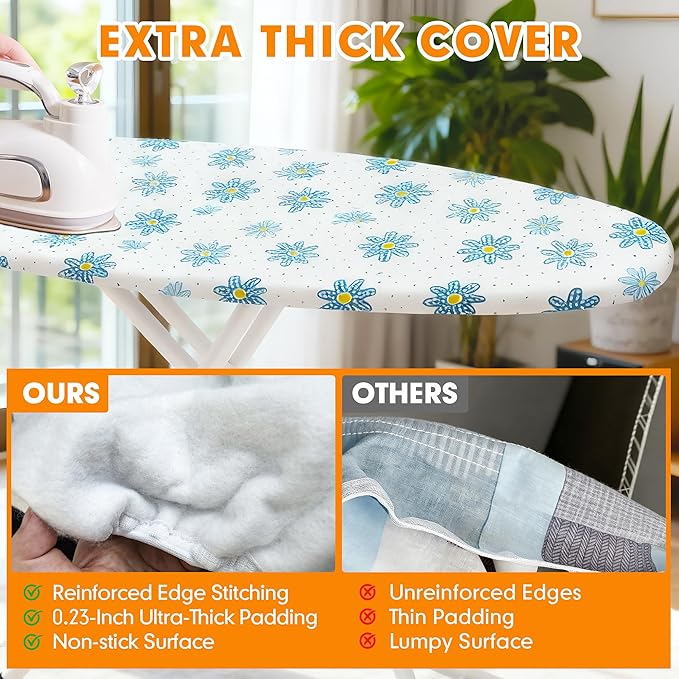 Ironing Board Cover and Pad, 18x49 Extra Wide Thick Iron Padding, Scorch &