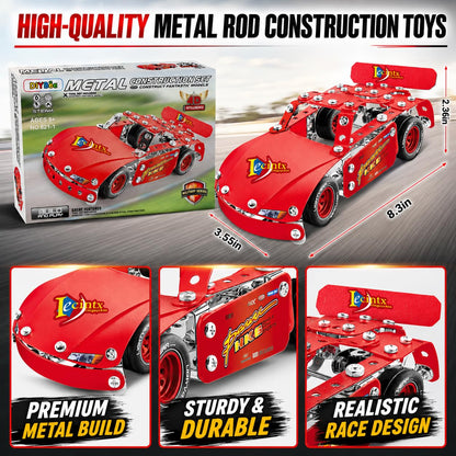 DIYBee Metal Model Car Kit, 192 Pcs Racing Car Building Kit for Boys 8-12, Build Your Own Car Kit, STEM Toys for Ages 8-13 14 15 16, Metal Construction Erector Set for Kids Teens Adults