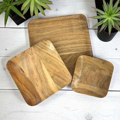 S.B.ARTS Serving Bowl for Home, Kitchen, Fruits, Salads, Chips, Dip/Multipurpose/Hand Made/Natural Mango Wood/Natural Wood (Square (Set of 3))