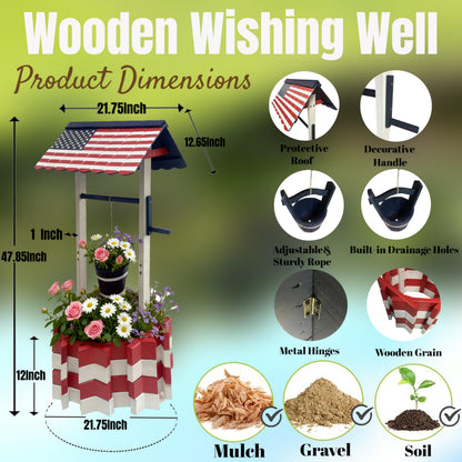 NestNature Wishing Wells for Outside|Wooden Wishing Well Planter for Yard