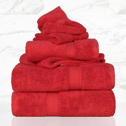SUPERIOR Solid Egyptian Cotton Towel Set, Washcloths 13” x 13”, Hand Towels 20”