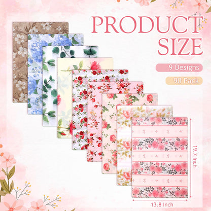Honoson 90 Sheets Floral Tissue Paper Printed Flower DIY Art Craft Wrapping Paper for Gift Bags Bulk for Wedding Bridal Shower Birthday Party Favor Supplies Decoration, 19.7 x 13.8 Inch(Vivid)