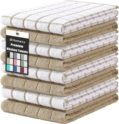 Homaxy Premium Cotton Kitchen Towels 16"x 28", Large Natural Ring Spun 390 GSM