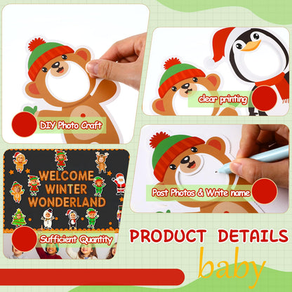 Weekgrat 48 Pcs Christmas DIY Paper Cutouts Set Gingerbread Xmas Bulletin Board Decorations Santa Snowman Christmas Cutouts Cartoon Decoration for Photo Crafts Holiday Party Classroom Home Decor