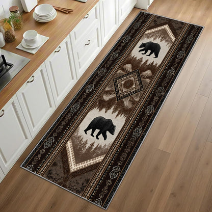 Reocahoo Rustic Cabin Runner Rug 2x8ft, Western Bear Rug for Kitchen, Country Lodge Cabin Rugs, Soft Washable Hallways Mats for Floor - Retro Country Style Home Decor