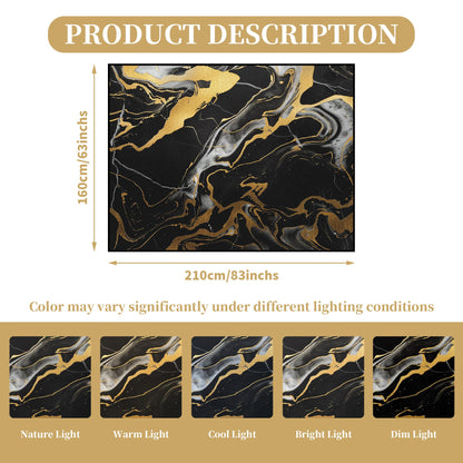 VTKON 5' x 7' Marble Area Rug for Living Room Bedroom Dining Room Black Gold Marble Rug Marble-Patterned Carpet Marbled Throw Rug for Kids Adults Washable Floor Mat Non-Slip Carpet Game Room Decor