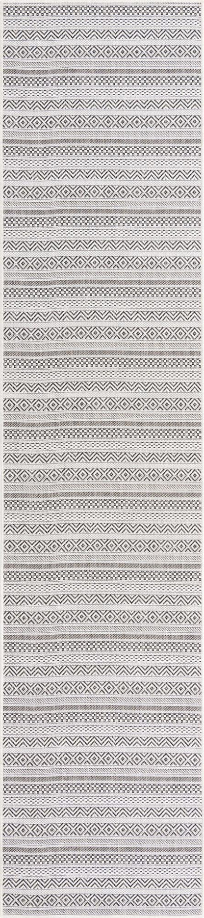 Unique Loom Outdoor Striped Collection Area Rug - Maia (2' 7" x 12' Runner, Beige/Ivory)