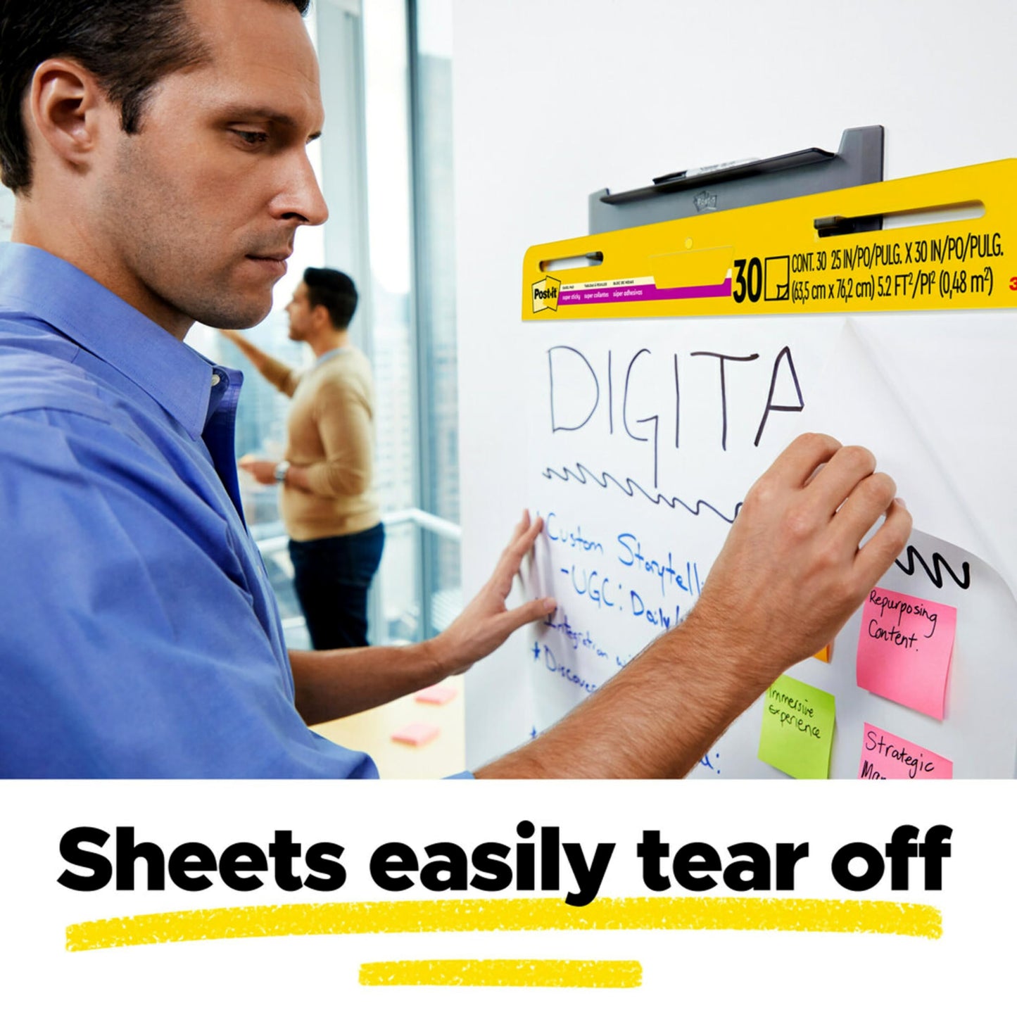 Post-it Super Sticky Easel Pad, 25 x 30 Inches, 30 Sheets/Pad, 6 Pads, Large White Premium Self Stick Flip Chart Paper, Super Sticking Power (559VAD6PK)