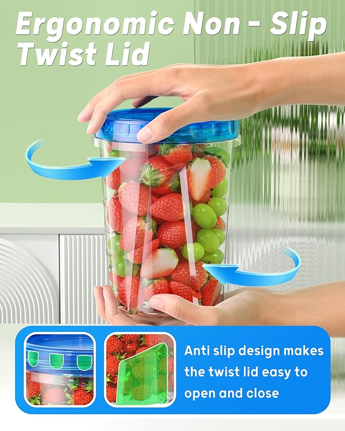 12 Pack-34oz Freezer Storage Containers, Plastic Food Storage Containers