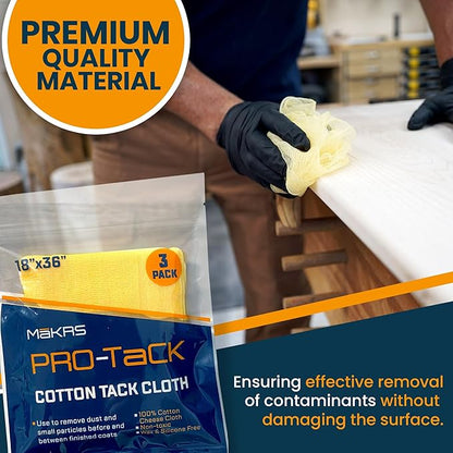 MāKRS 18" x 36" Pro-Tack Tack Cloth, Remove and Trap Dust Particles, 100% Cotton